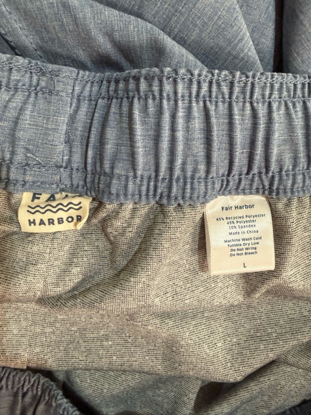 Fair Harbor Men's Blue Drawstring 8" Swim Trunk Shorts Stretch Liner L Beach - Picture 6 of 6